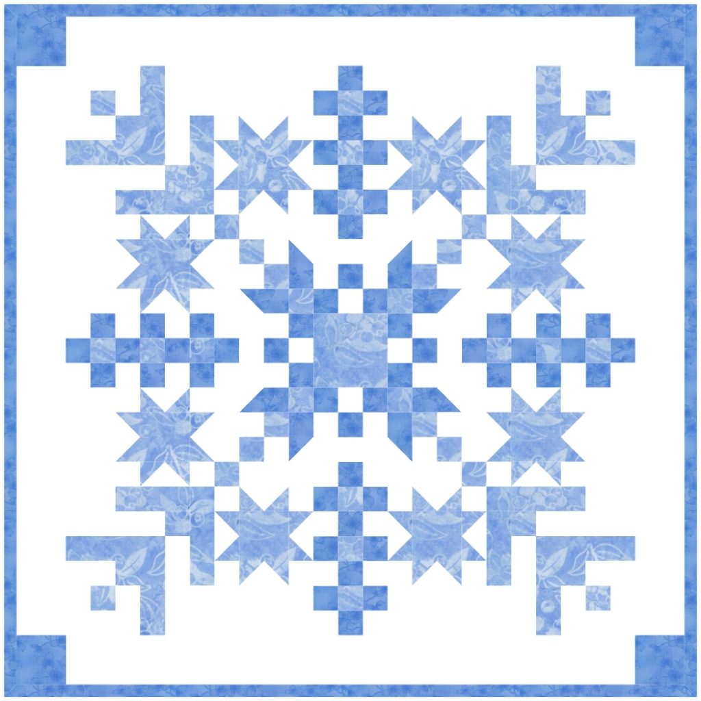genähte Schneeflocke - kleiner Wandquilt aus Patchworkblöcken